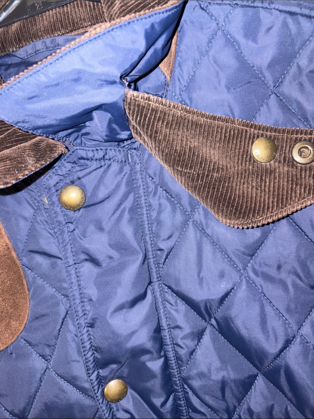 Polo by Ralph Lauren Navy Quilted Jacket with Brown Suede Accents - Picture 10 of 12